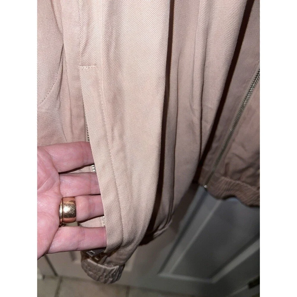 COS Hooded Zip Up Jacket Womens XS Pink Oversize Boyfriend Minimalist Casual